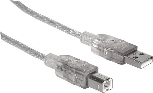 Manhattan USB-kabel  USB 2.0 USB-A kontakt, USB-B kontakt 1.80 m Silver  333405