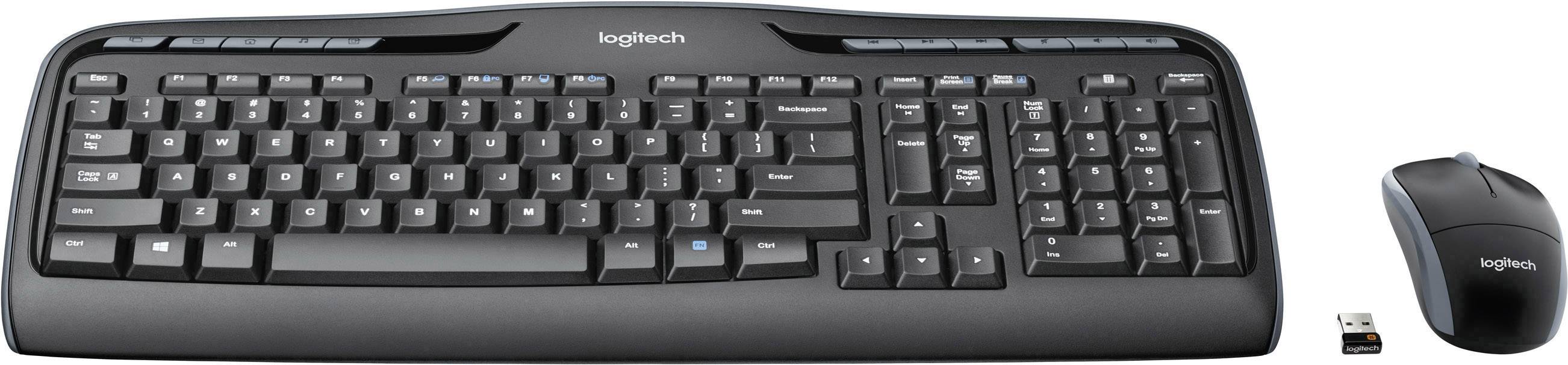 Logitech MK330 Tangentbord, mus-set Trådlös Multimediaknappar US-engelska, QWERTY Svart