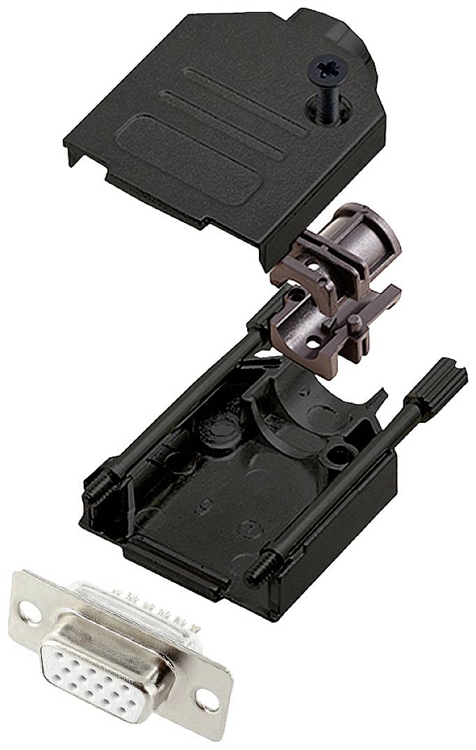 encitech DTZK09-BK-HDS15-W-K 6355-8102-11 D-Sub honkontakt set 180 ° Antal poler: 15 Lödhona 1 st