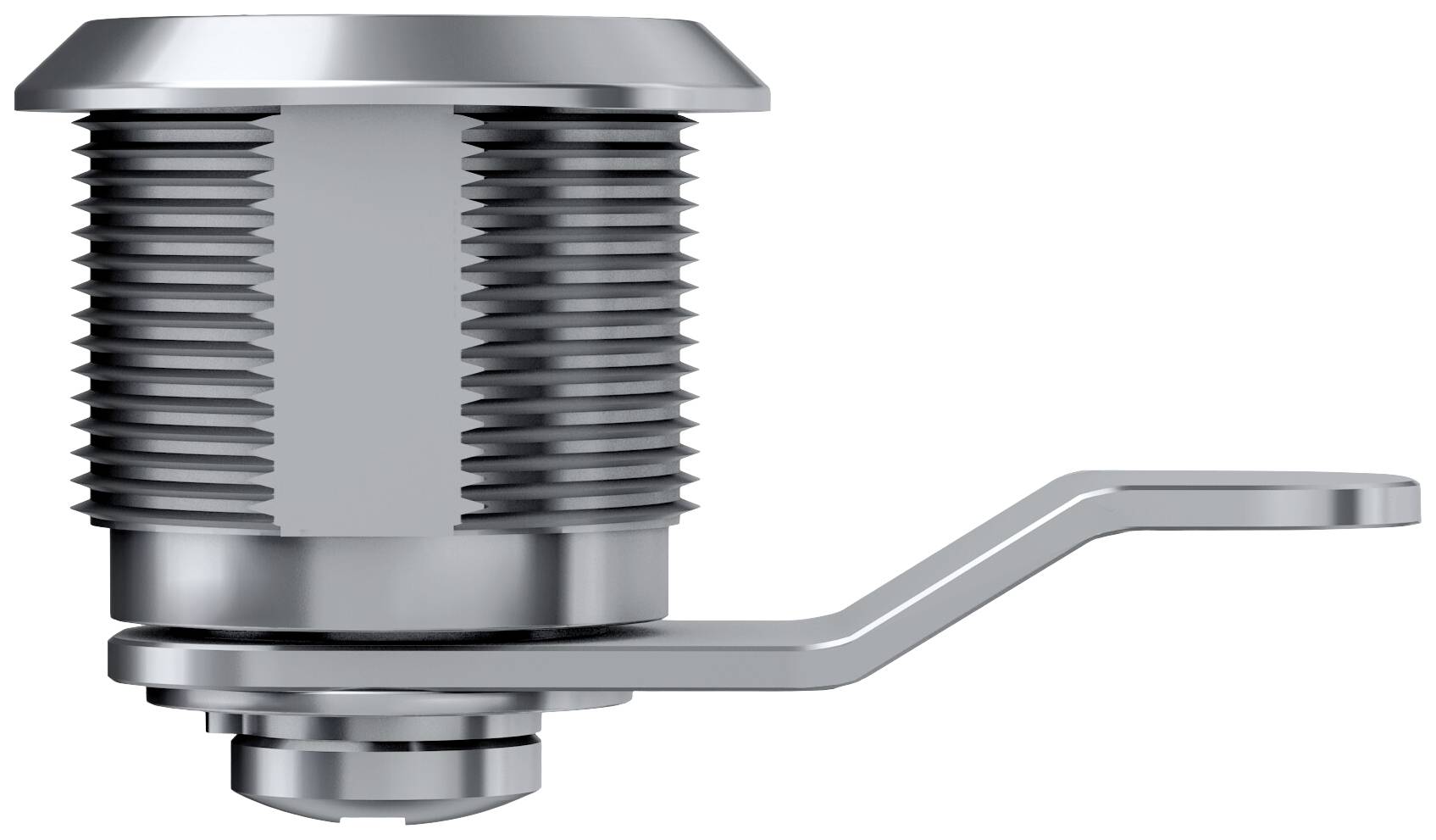 Ett förkromat metallventil med en spakhandtag för manövrering, lämpligt för användning inom sanitära installationer.