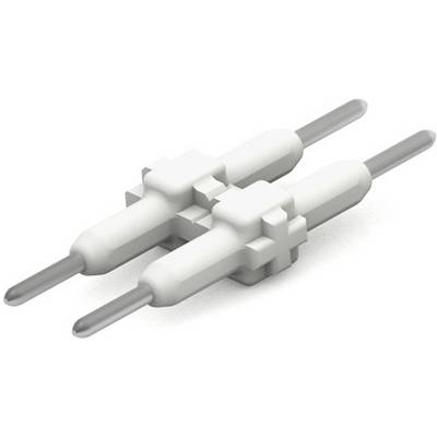 Ett par vita medicinska plugg ligger korslagda framför en vit bakgrund. De har cylindriska toppar och kantliknande strukturer.