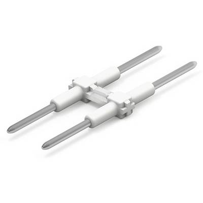 En metallkontakt med två parallella, pinnformiga kontakter som pekar utåt på båda sidor.