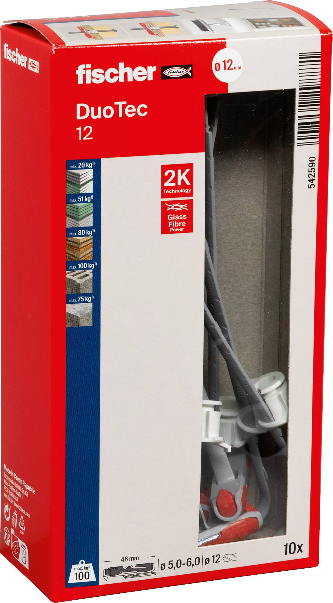 Fischer 542590 DUOTEC 12 LD Hålrumsplugg 10 st-5