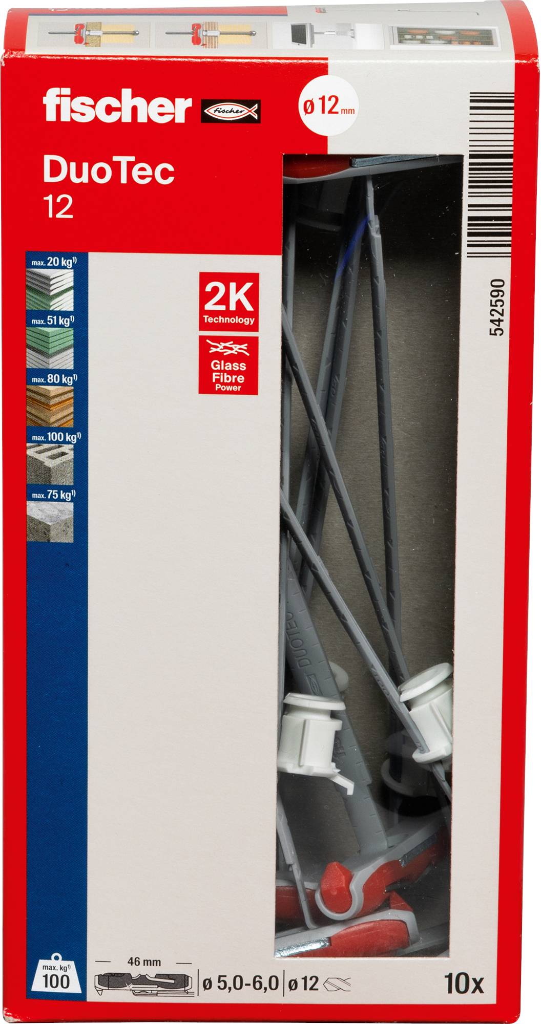 Fischer 542590 DUOTEC 12 LD Hålrumsplugg 10 st-7