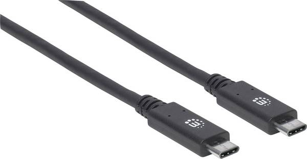 Manhattan USB-kabel  USB 3.2 Gen1 USB-C®-kontakt, USB-C®-kontakt 1.00 m Svart Tillämplig kontakt på båda sidor 355223