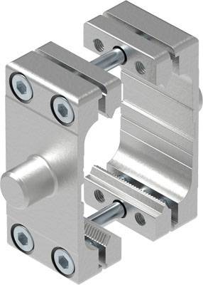 Ett silverfärgat metallbeslag med flera skruvar och öppningar, avsett för fastsättning eller som förbindelselement mellan delar.