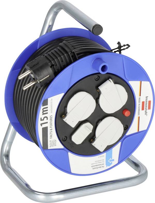 Brennenstuhl 1079180600 Kabelvinda 15 m Svart Jordad stickpropp