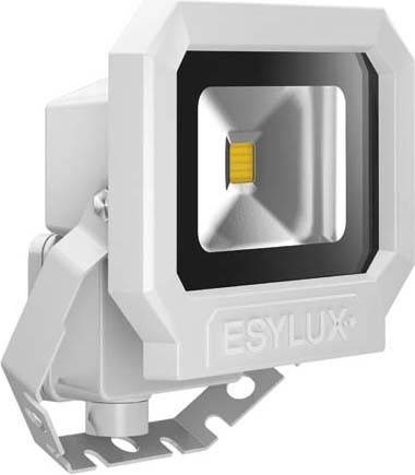En vit LED-strålkastare från ESYLUX med rektangulärt hölje och justerbart fäste.
