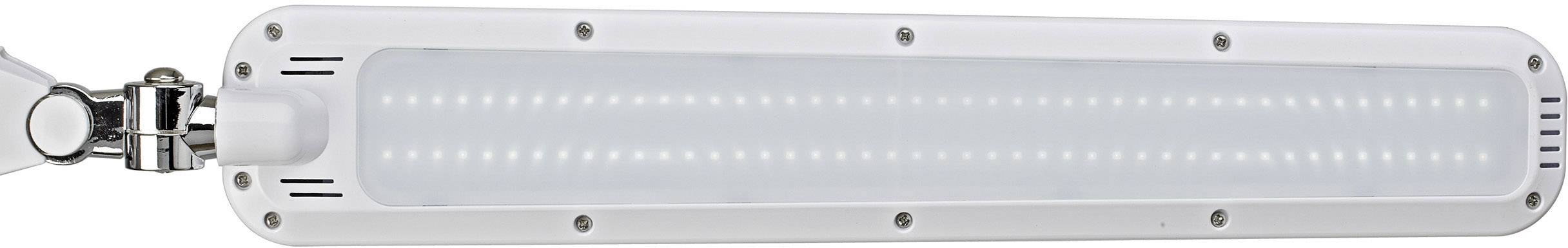 Vit LED-armatur med rektangulärt, avlångt hölje, lämplig för montering på vägg eller tak.