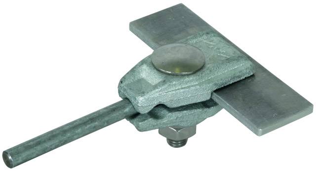 En grön fästelement av metall med en platt, rektangulär skiva och gängat skaft, sannolikt avsedd för mekaniska tillämpningar.
