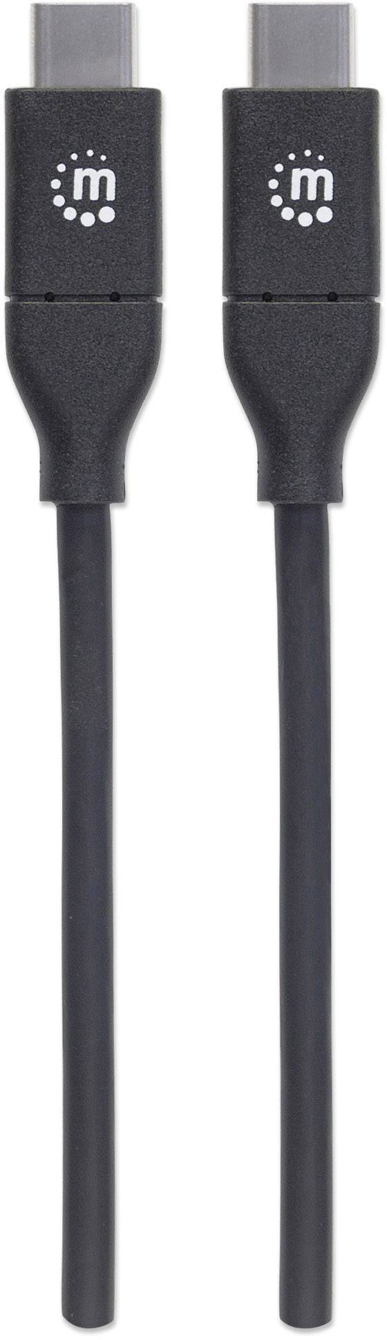 Två svarta USB-C-kablar med en liten vit logotyp på varje kontakt.
