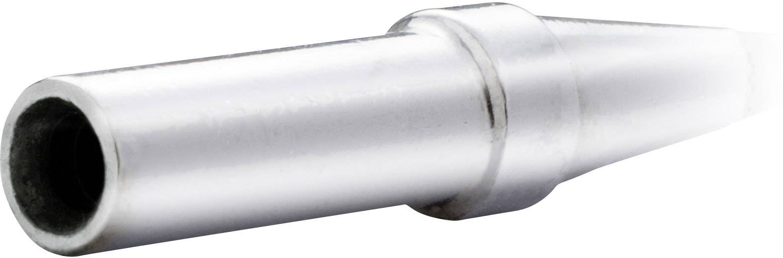 Lödspetsen av metall, konisk design, används för precisionslödning inom elektronik- eller smyckestillverkning.
