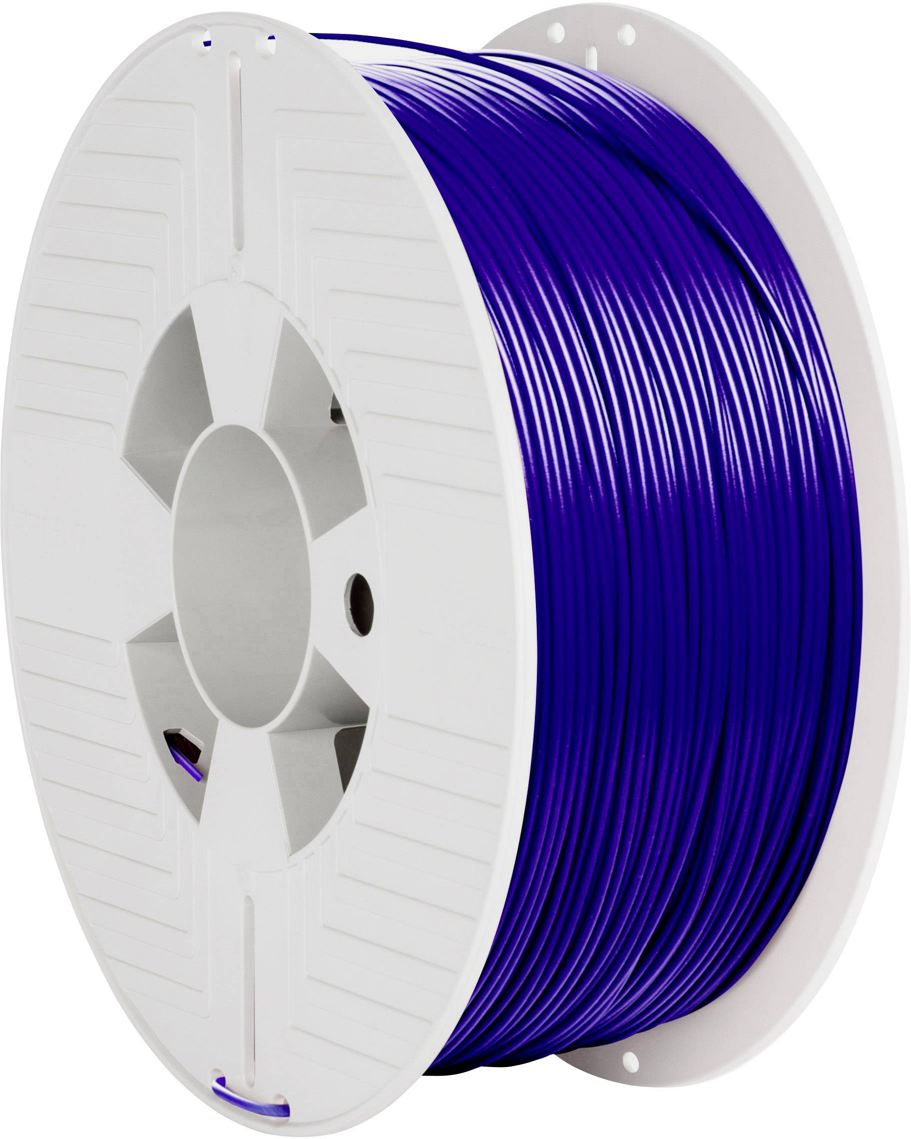 Rulle med blått filament för 3D-skrivare. Plastmaterial på vit spole, klargjort för användning i 3D-utskriftsprocessen.