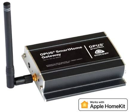OPUS SmartHome Gateway med antenn, kompatibel med Apple HomeKit.