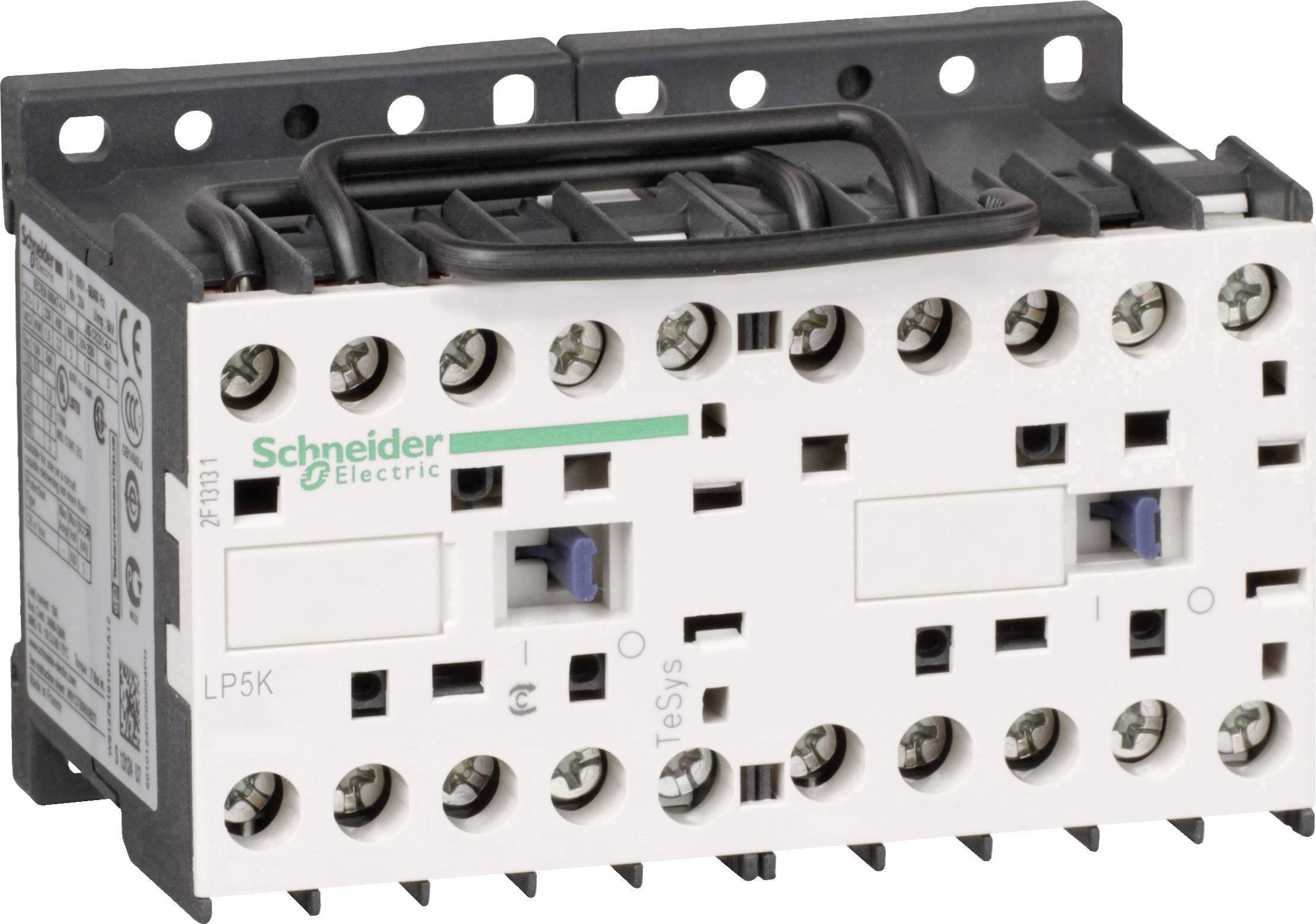 En elektrisk kontaktor från Schneider Electric, modell LP5K. Den har skruvklämmor för kabeldragning och är designad i svart och vitt.