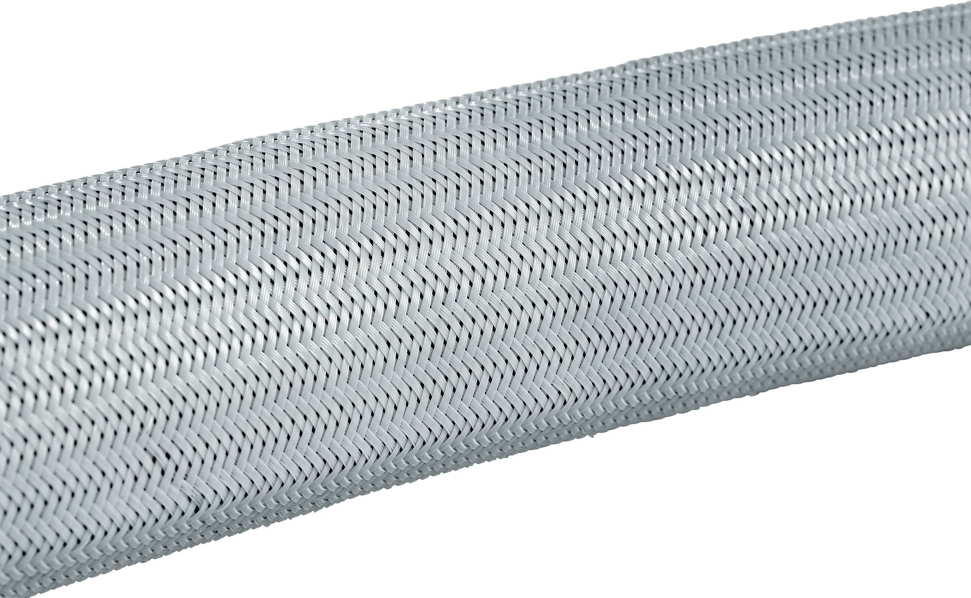 Metallslang med flätat struktur, visar detaljvy av materialet. Används för flexibel och trycktålig anslutning.
