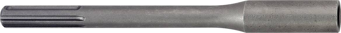 En lång grå metallverktygsbit eller punch med en smal rilld skaft och en bredare cylindrisk ände, visad på en vit bakgrund.