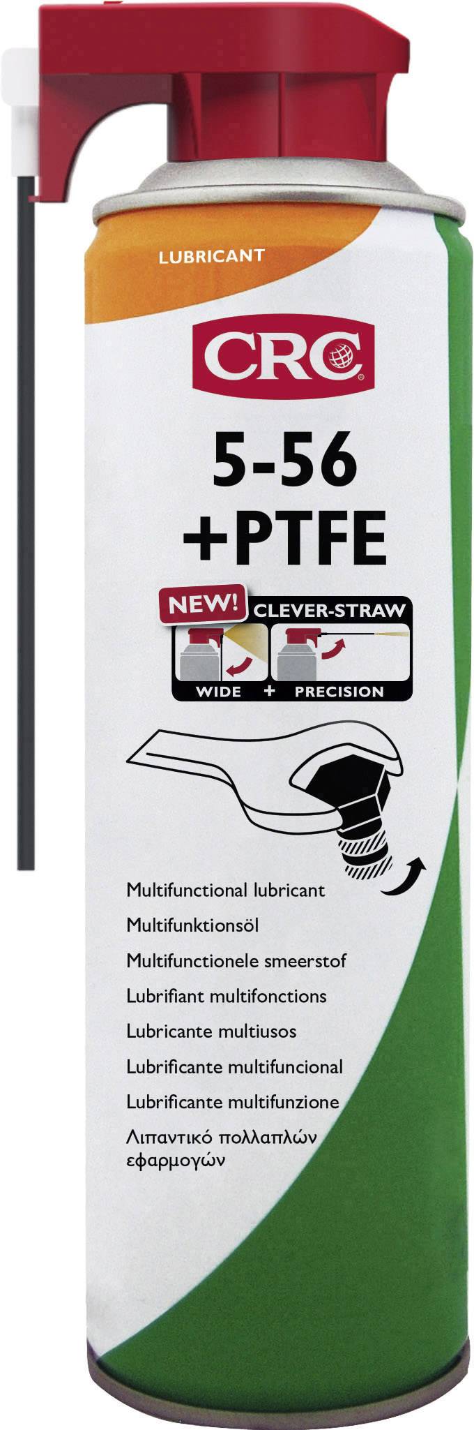 CRC 5-56 + PTFE sprayflakon med smart sprutnozzle för bred eller preciserad applicering, universellt användbart smörjmedel.