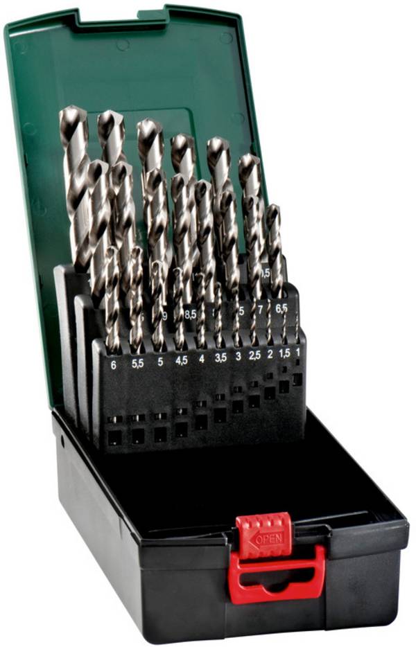 Metabo 627669000 Metall-spiralborrset 25 delar 1 mm, 1.5 mm, 2 mm, 2.5 mm, 3 mm, 3.5 mm, 4 mm, 4.5 mm, 5 mm, 5.5 mm, 6 mm, 6.5 mm, 7 mm, 7.5 mm, 8 mm, 8.5 mm, 9 mm, 9.5 mm, 10 mm, 10.5 mm, 11 mm, 11.5 mm, 12 mm, 12.5 mm, 13 mm 1 st