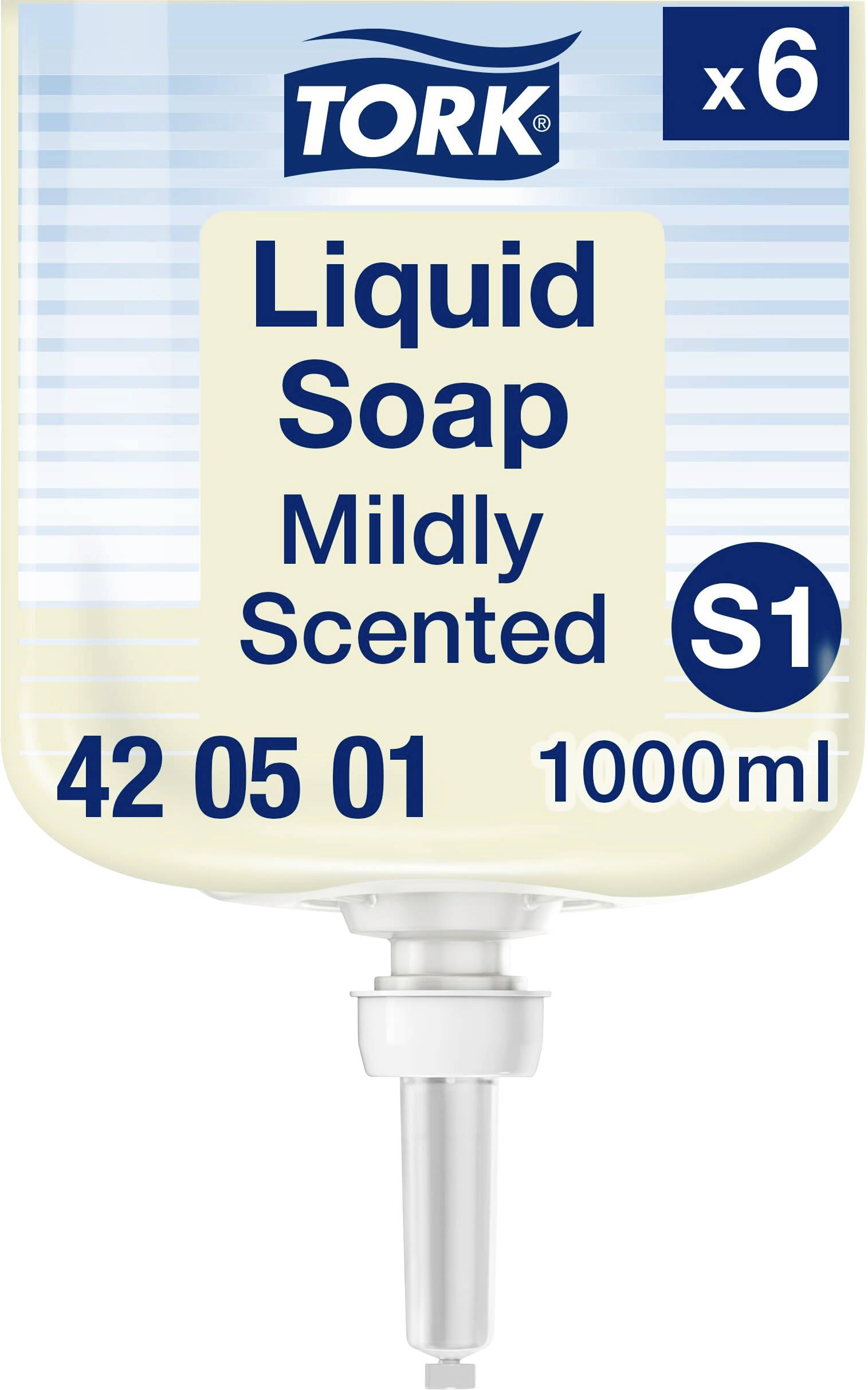 Tork Flytande Tvål Milt Doftad S1 dispenser påfyllning, 1000 ml, förpack om 6.