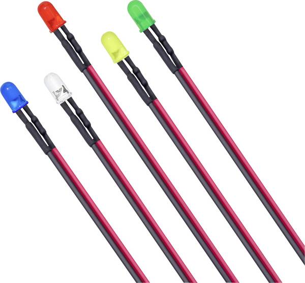TRU COMPONENTS T1810O114 LED sortiment Röd, Blå, Grön, Gul, Ljus-varm-vit Rund 5 mm 800 mcd, 2000 mcd, 120 mcd, 800 mcd, 20000 mcd 25 °, 30 ° 25 st