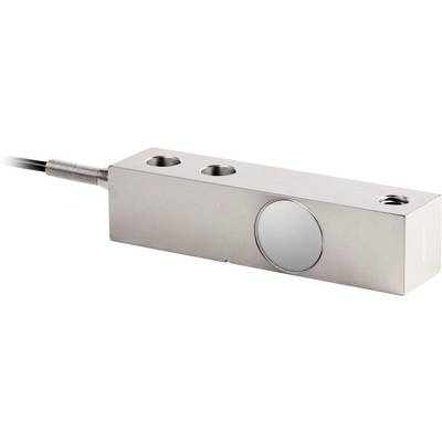 En rektangulär metallsensor med kabel. Sensorn har tre hål på ovansidan och en cirkulär yta på sidan.