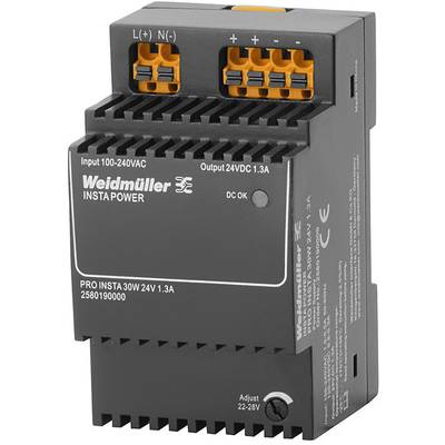 Weidmüller PRO INSTA 30W 24V 1.3A Switching Power Supply 24 V/DC 1.3 A 30 W Innehåll 1 st