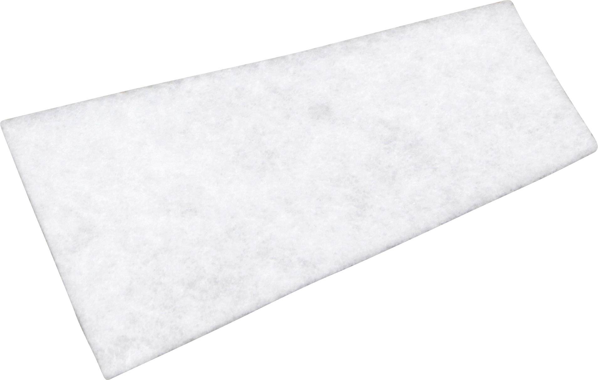 Ett rektangulärt, vitt filtstycke som ligger plant. Det kan eventuellt användas som filtermaterial eller för hantverksarbeten.