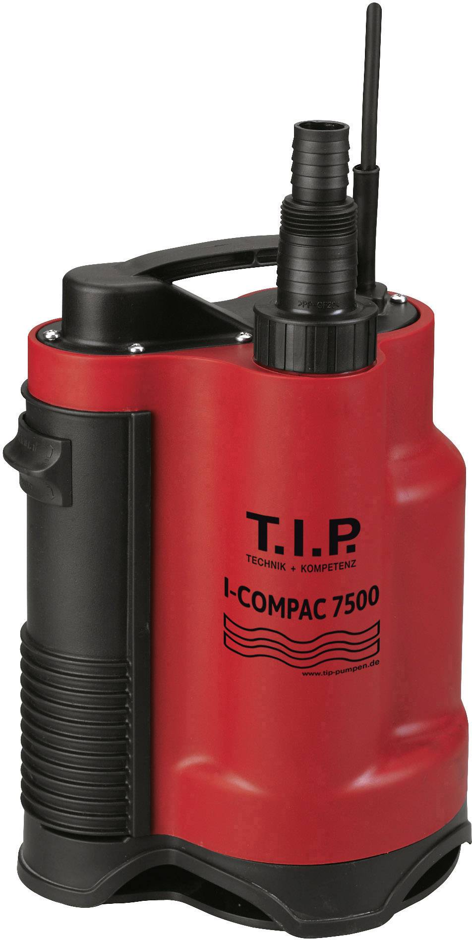 Röd vattenpump med svart handtag och manöverorgan, modell 'T.I.P. I-Compac 7500', lämplig för tekniskt bruk.