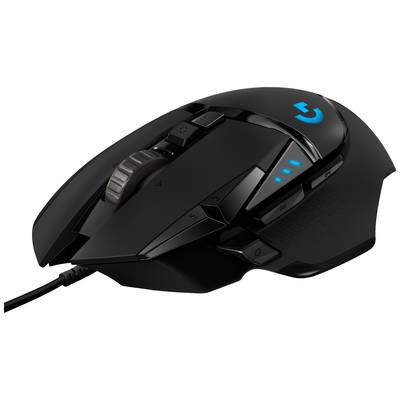 Logitech G502 Hero Gaming-mus USB Optisk Svart 11 Knappar 16000 dpi Upplyst, Integrerat profilminne, Viktreduktion