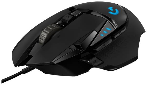 Logitech G502 Hero  Gaming-mus USB   Optisk Svart 11 Knappar 16000 dpi Upplyst, Integrerat profilminne, Viktreduktion