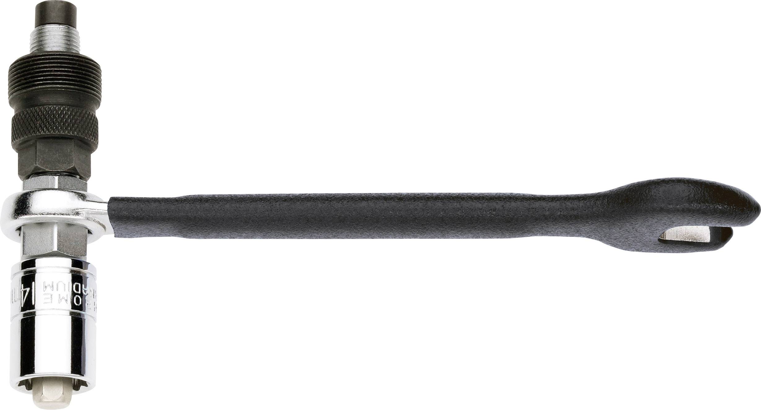 Cykelvevarsdragare med lång hävstång, för att säkert och effektivt ta bort vevarmarna. Passar vanliga cykelvevar.