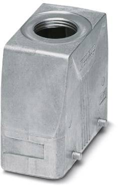 Metallhölje med rektangulär form, med en gängad öppning överst. Huvudsakligen använt för industriella kontaktdon.