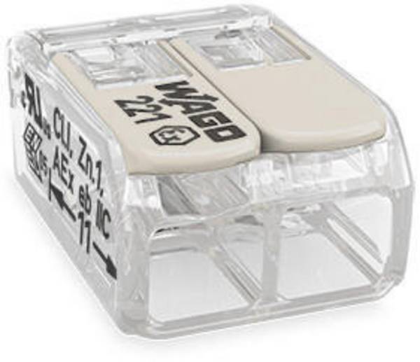 WAGO 221-482 221-482 Kopplingsklämma Flexibel: 0.20-4 mm² Styvhet: 0.20-4 mm² Antal poler: 2 1 st Transparent, Vit