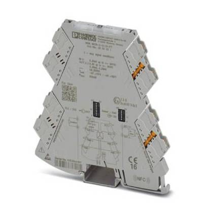 Elektronisk enhet med grått hölje, flera kontaktdon och tekniska detaljer tryckt på ytan. Används inom industriell automationsverksamhet.