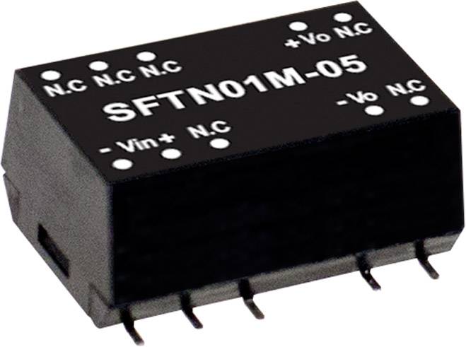 Svart elektronisk komponent märkt med 'SFTN01M-05'. Stift finns på undersidan, inga ytterligare detaljer synliga.