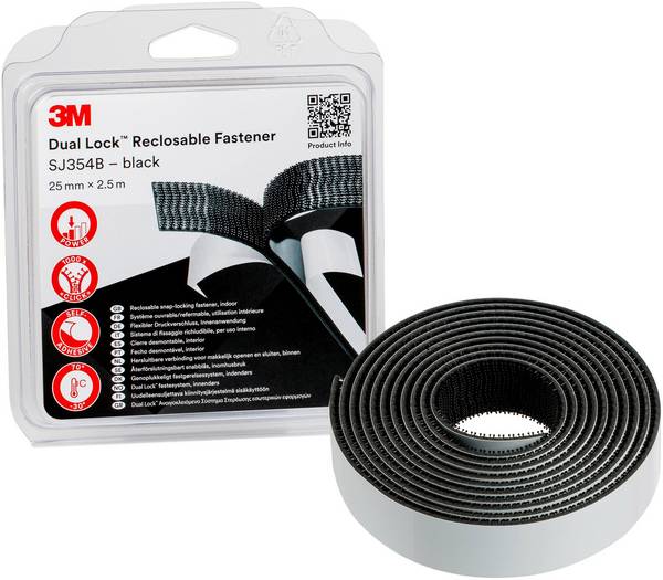 3M Dual Lock Kardborreband för fastlimning  (L x B) 2.5 m x 25 mm Svart 1 st