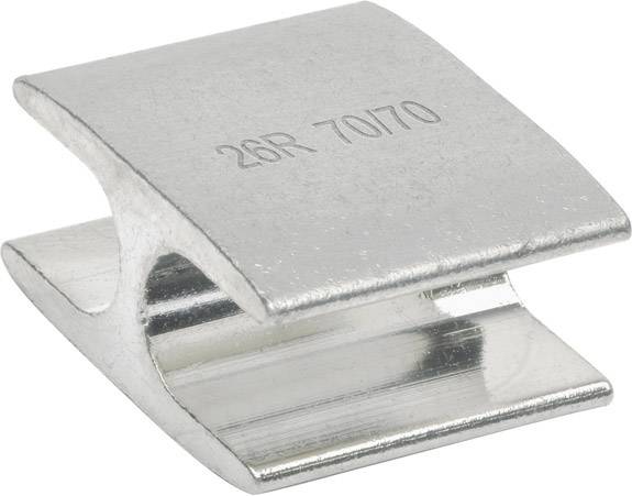 Metallklämma med slät yta och texten '26R 70170', använd för att fästa material eller föremål.