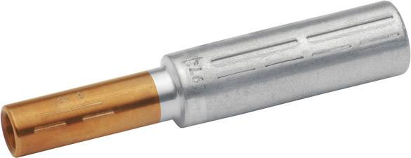 En grå metalldyvel med en kopparfärgad innercylinder. Dyveln är cylindrisk och uppvisar räfflor längs sin kropp.