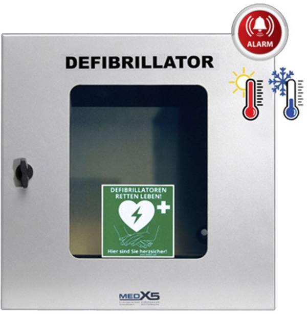 MEDX5 SmartCase SC1230 DEFI-väggdosa Utomhus med larm, med belysning, Med ventilation, Med uppvärmning Grå Rostfritt stål