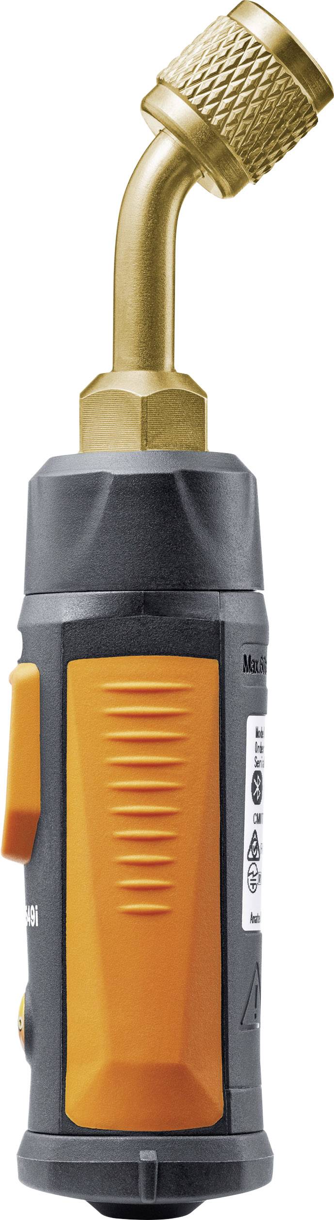 Bärbar gaslödlampa med ergonomiskt handtag, svart och orange hölje samt metalliskt brännarhuvud. Lämplig för precisa lödningsarbeten.