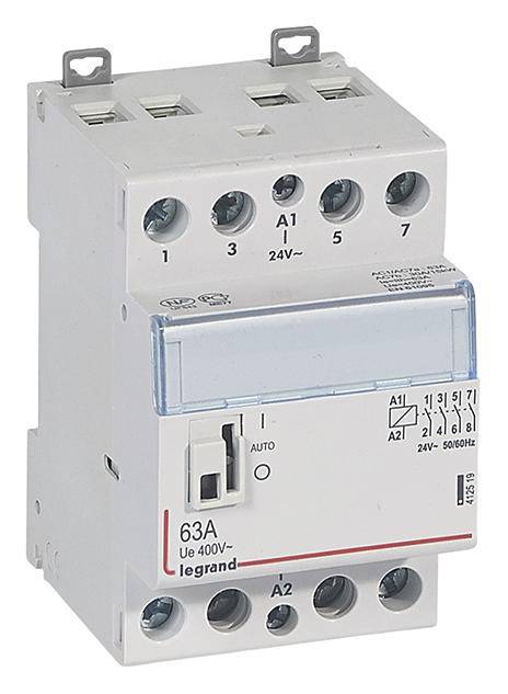 Legrand Legrand 412519 Installationsskydd 4 NO 24 V 63 A med hjälpkontakt Piece 1 st