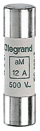 Säkringsautomat från Legrand med påskriften '12 A, 500 V'.