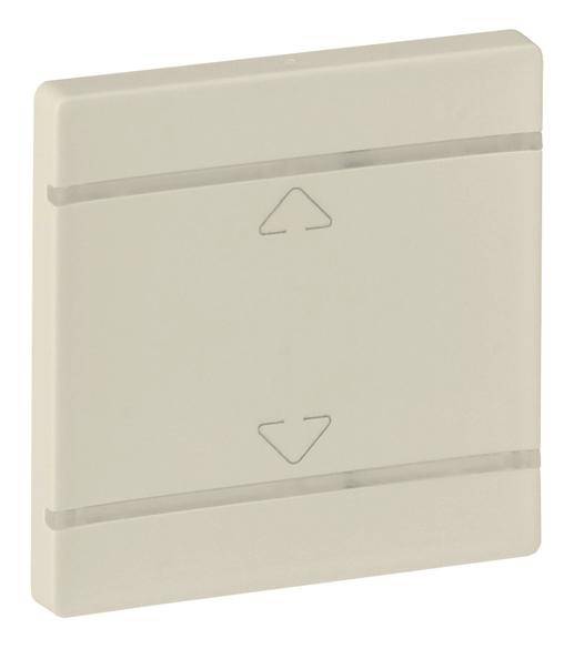En beige ljusströmbrytare med två pilsymboler som pekar uppåt och nedåt.
