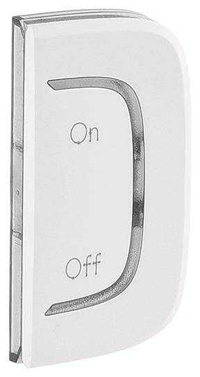 En silver strömbrytare med märkningarna 'On' överst och 'Off' nederst. Strömbrytaren är i 'Off'-läget.