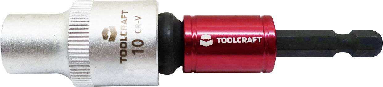 Sexkantsmutter med bits-adapter från Toolcraft, röd-silver, storlek 10, lämplig för skruvarbeten.