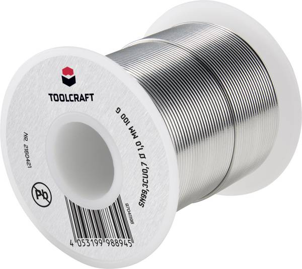TOOLCRAFT  Lödtenn, blyfri Spole Sn99,3Cu0,7 100 g 1 mm