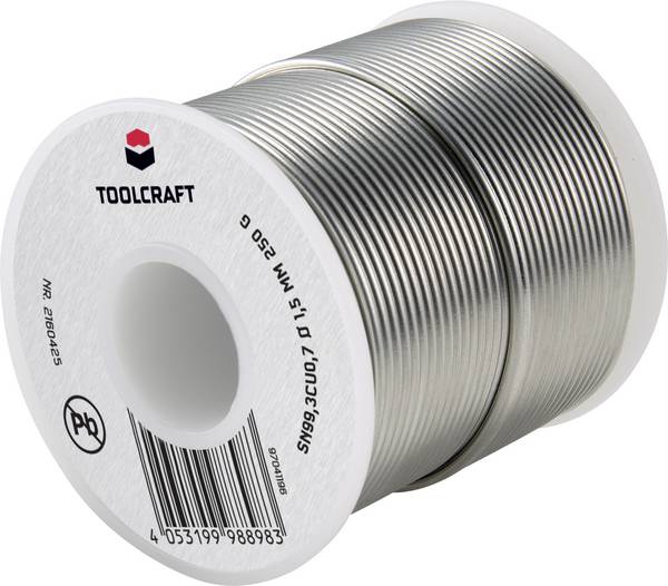 TOOLCRAFT Lödtenn, blyfri Spole Sn99,3Cu0,7 250 g 1.5 mm