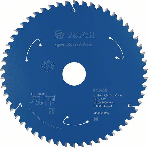 Bosch Accessories Kreissägeblatt Ø 190x30x1,8mm 54 HLTCG HM Expert for Aluminium 2608644541 Cirkelsågblad 190 x 30 mm Antal tänder (per tum): 54 1 st