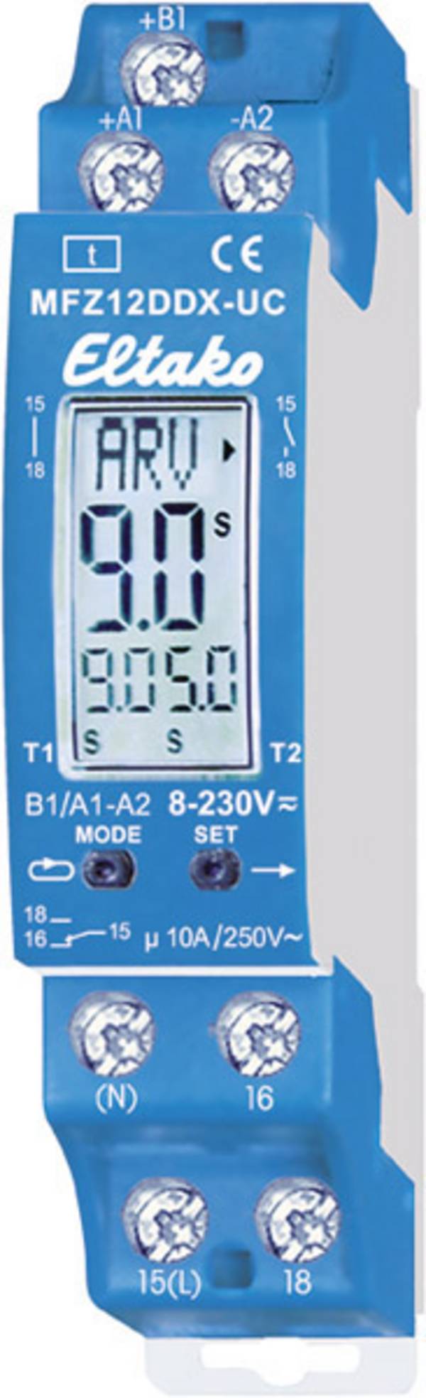 Eltako 23001004 MFZ12DDX-UC Tidsrelä Multifunktionell 230 V 1 st Tidsdomän: 0.1 s - 99 h 1 switch